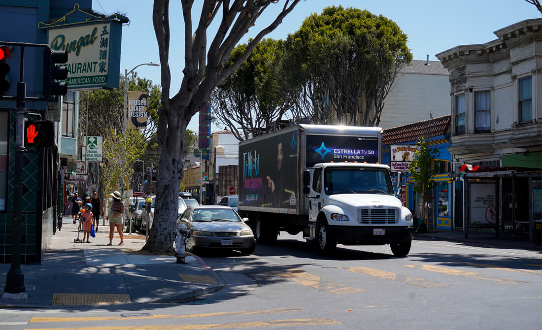 Estrella TV Truck Side Advertisement in Los Angeles, California